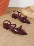 burgundy bow slingback pumps image 4 showing visible heel, toe, strap, color, and material details