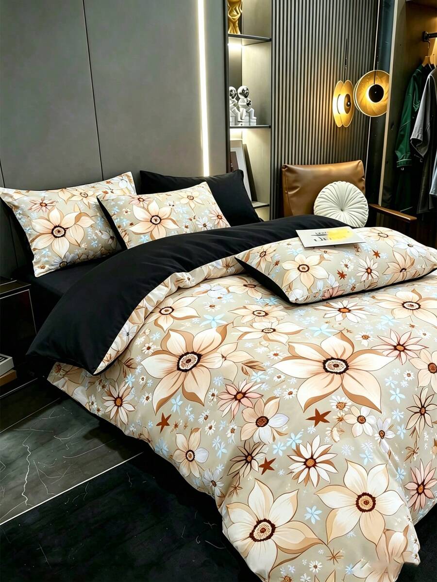 Transform your bedroom into a serene sanctuary with this elegant beige floral print duvet cover set. Featuring a beautiful botanical design, this boho-inspired bedding brings warmth and sophistication to any space. Crafted from 100% polyester, the soft and durable fabric ensures lasting comfort through countless washes. The set includes matching pillow cases for a coordinated look that works beautifully in master bedrooms, guest rooms, or dorm spaces. 