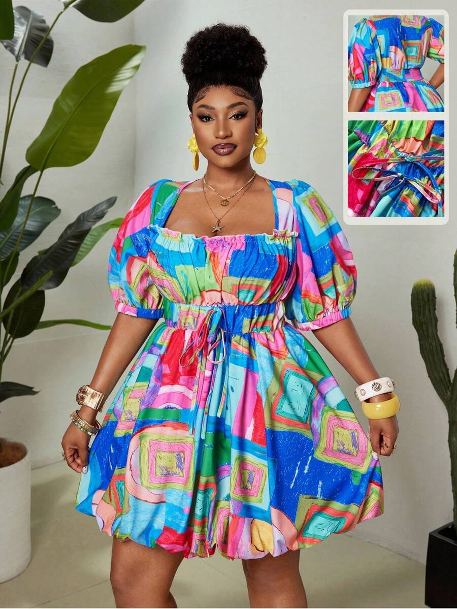 Embrace the season in this stunning floral A-line dress designed for confident curves. The square collar adds a modern touch while the cinched waist creates a flattering silhouette that celebrates your shape. Crafted from breathable fabric perfect for spring and summer, this dress transitions effortlessly from casual outings to garden parties. The vibrant floral print brings joy and movement to your wardrobe, while the A-line cut provides comfort and grace. An essential piece for plus-size fashion that comb