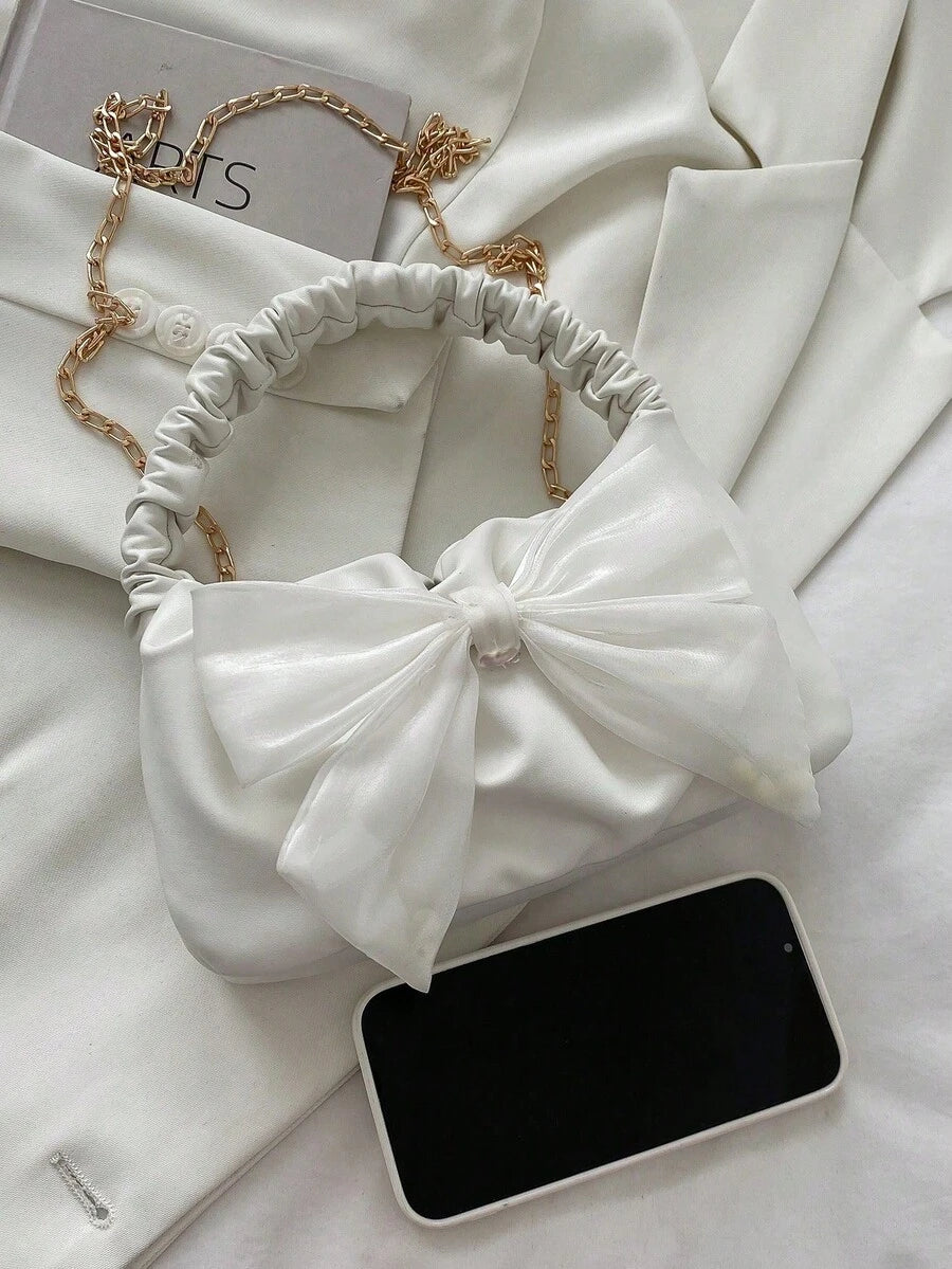Image 8 - color option of Fashionable Crescent-Shaped Handbag with Silk Scarf Bow - Perfect Valentine’s Day Gift for Women
