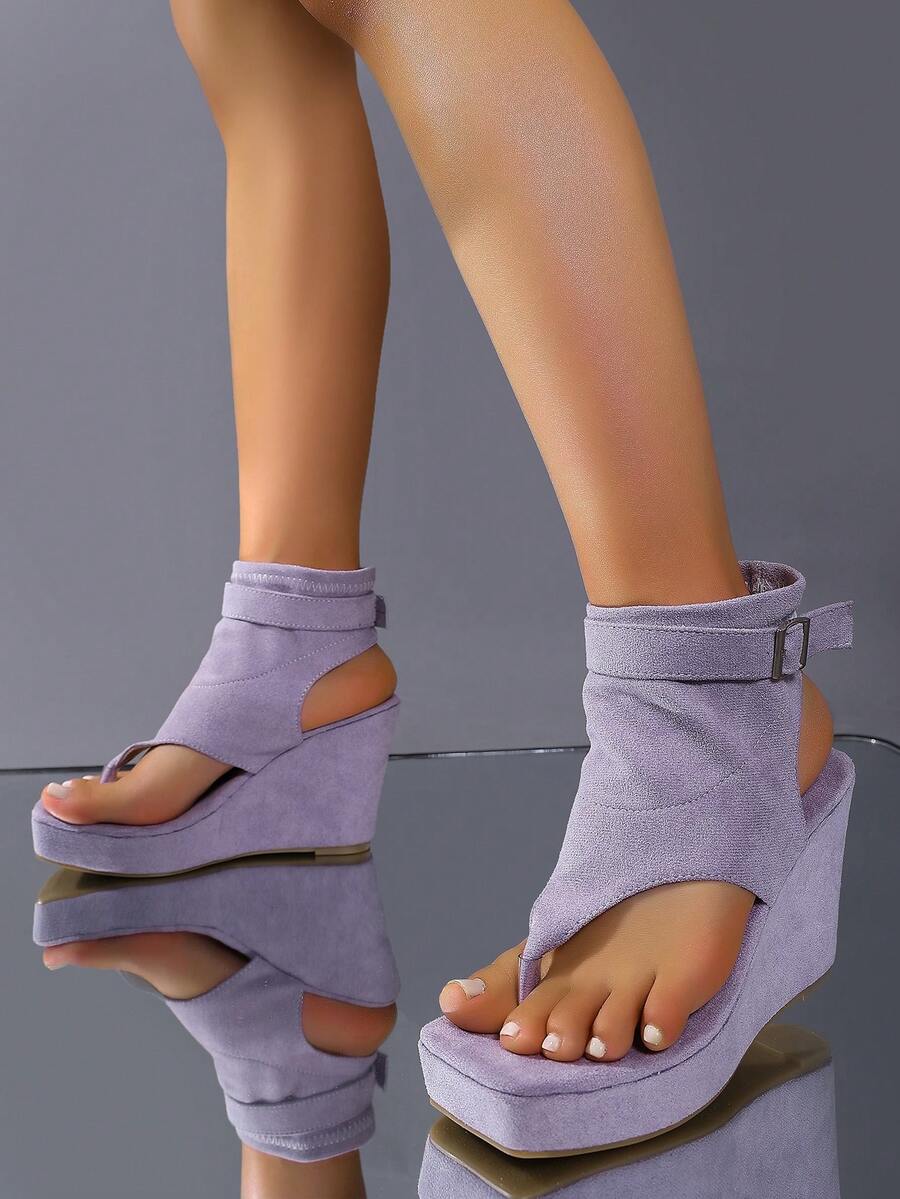 Front view of Stylish Women's Thick Sole Wedge Sandals: Comfort Meets Versatility for colorful wedge sandal styling