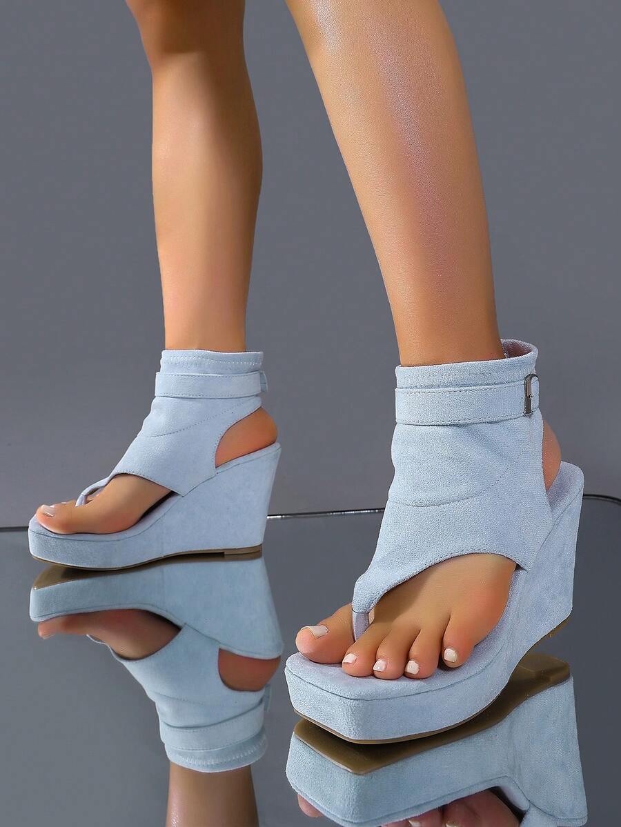 Platform view of Stylish Women's Thick Sole Wedge Sandals: Comfort Meets Versatility for colorful wedge sandal styling