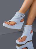 Detail view of Stylish Women's Thick Sole Wedge Sandals: Comfort Meets Versatility for colorful wedge sandal styling