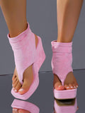 Slingback view of Stylish Women's Thick Sole Wedge Sandals: Comfort Meets Versatility for colorful wedge sandal styling