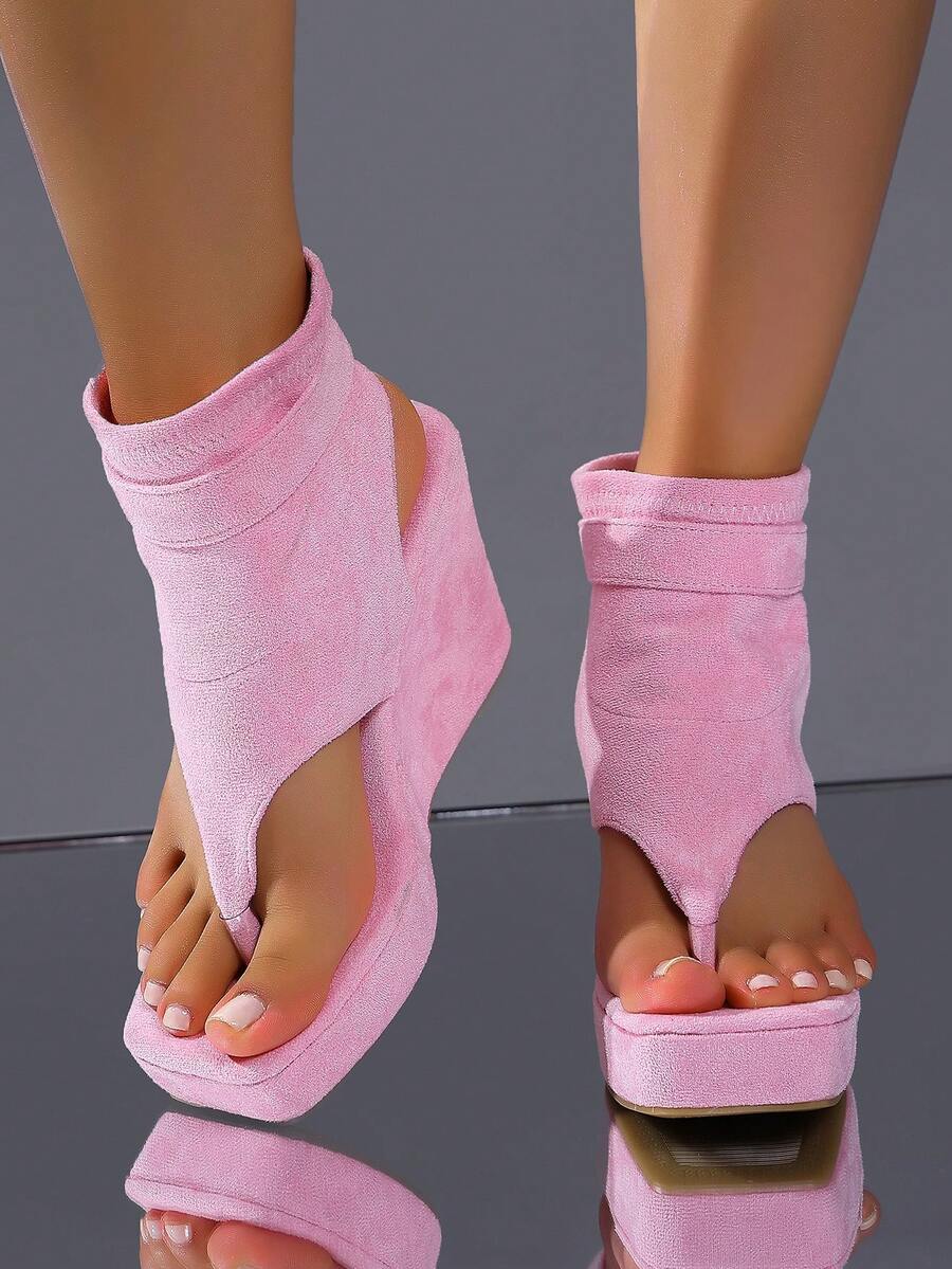Slingback view of Stylish Women's Thick Sole Wedge Sandals: Comfort Meets Versatility for colorful wedge sandal styling