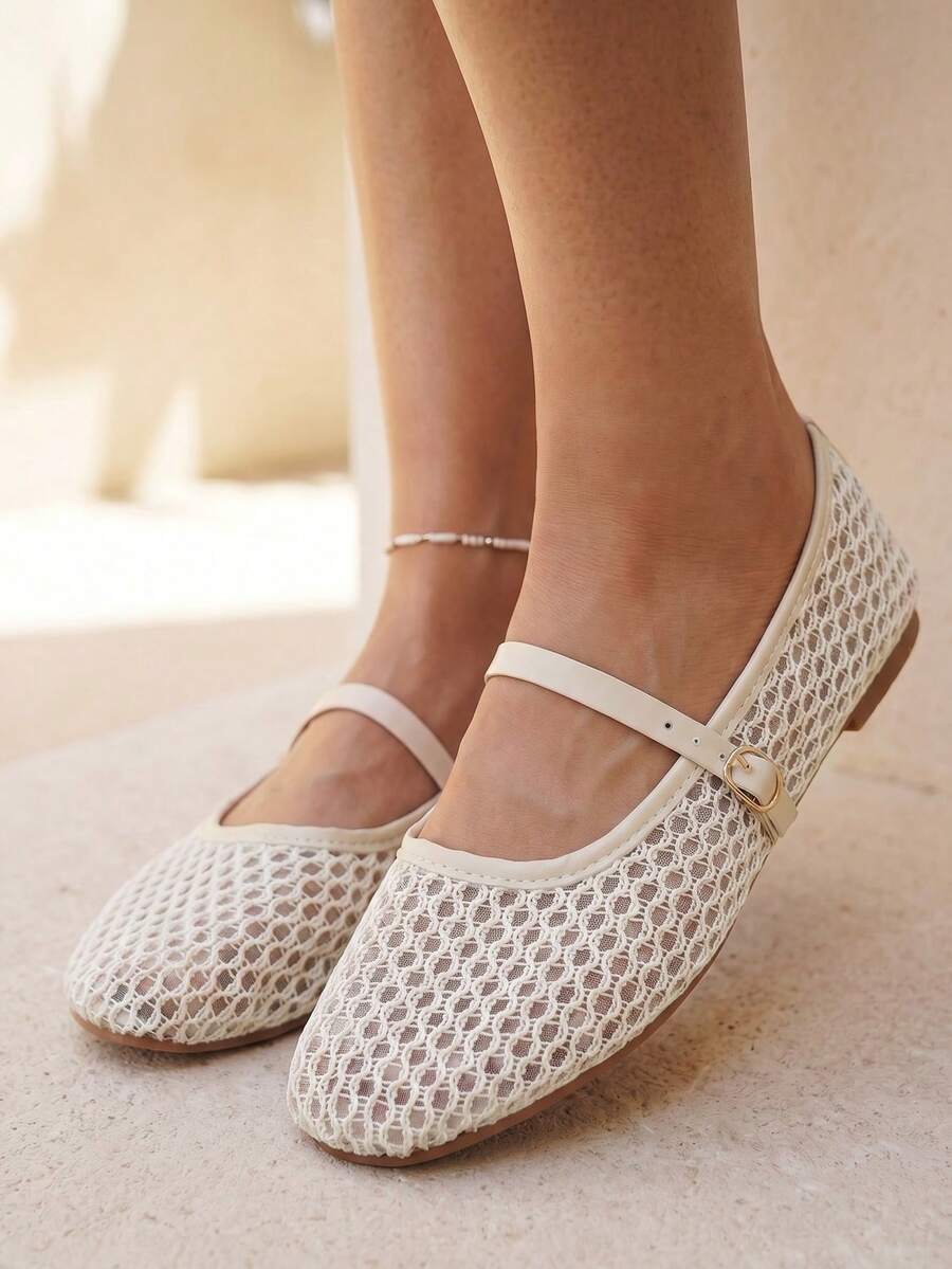 mesh sequin Mary Jane ballet flats image 61 showing visible shoe design, texture, strap, heel or flat sole details