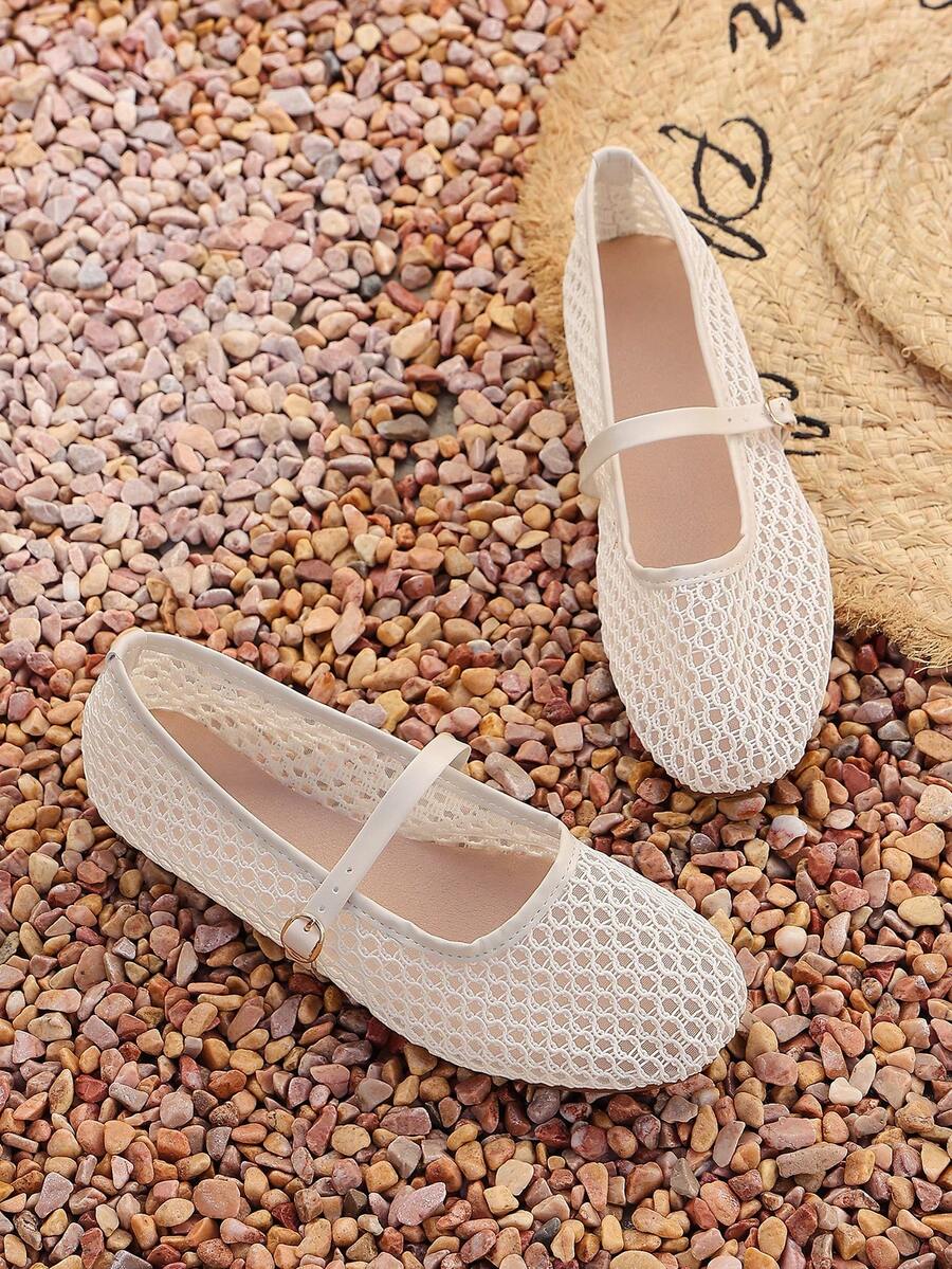 mesh sequin Mary Jane ballet flats image 62 showing visible shoe design, texture, strap, heel or flat sole details