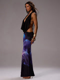 Back view of slim fit vacation maxi dress for beach evenings