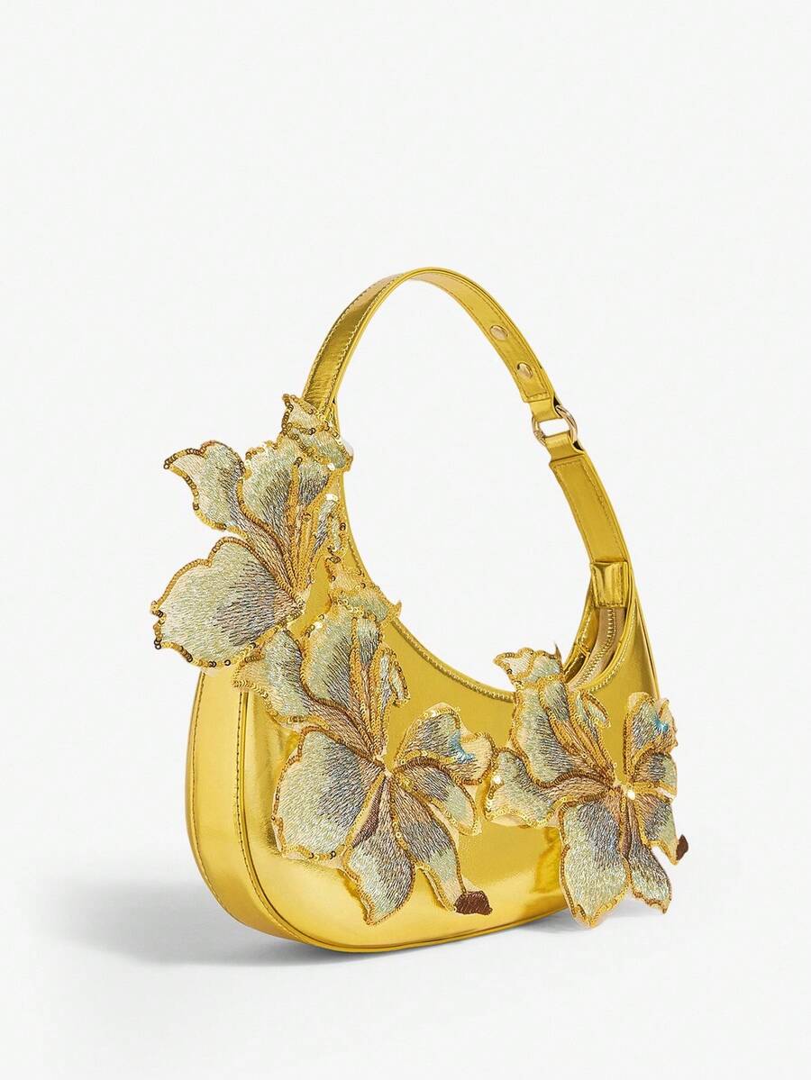 Pink embroidered hobo bag - view 9