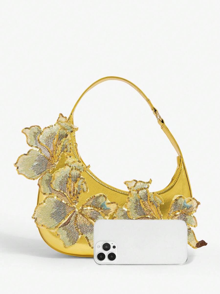 Pink embroidered hobo bag - view 11