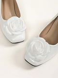 Image 12 - final view of Handmade Red High Heel Pumps for Women with Retro Daisy Decor - Stylish Round & Square Toe Design for Spring & Autumn