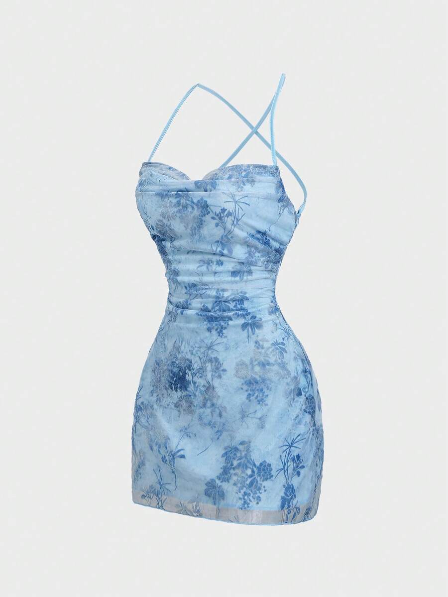 Back view of criss-cross strap dress for stage and party styling