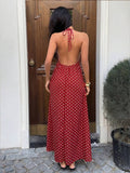 Capture effortless elegance with this blue plaid halter maxi dress, designed to blend classic charm with modern sophistication.