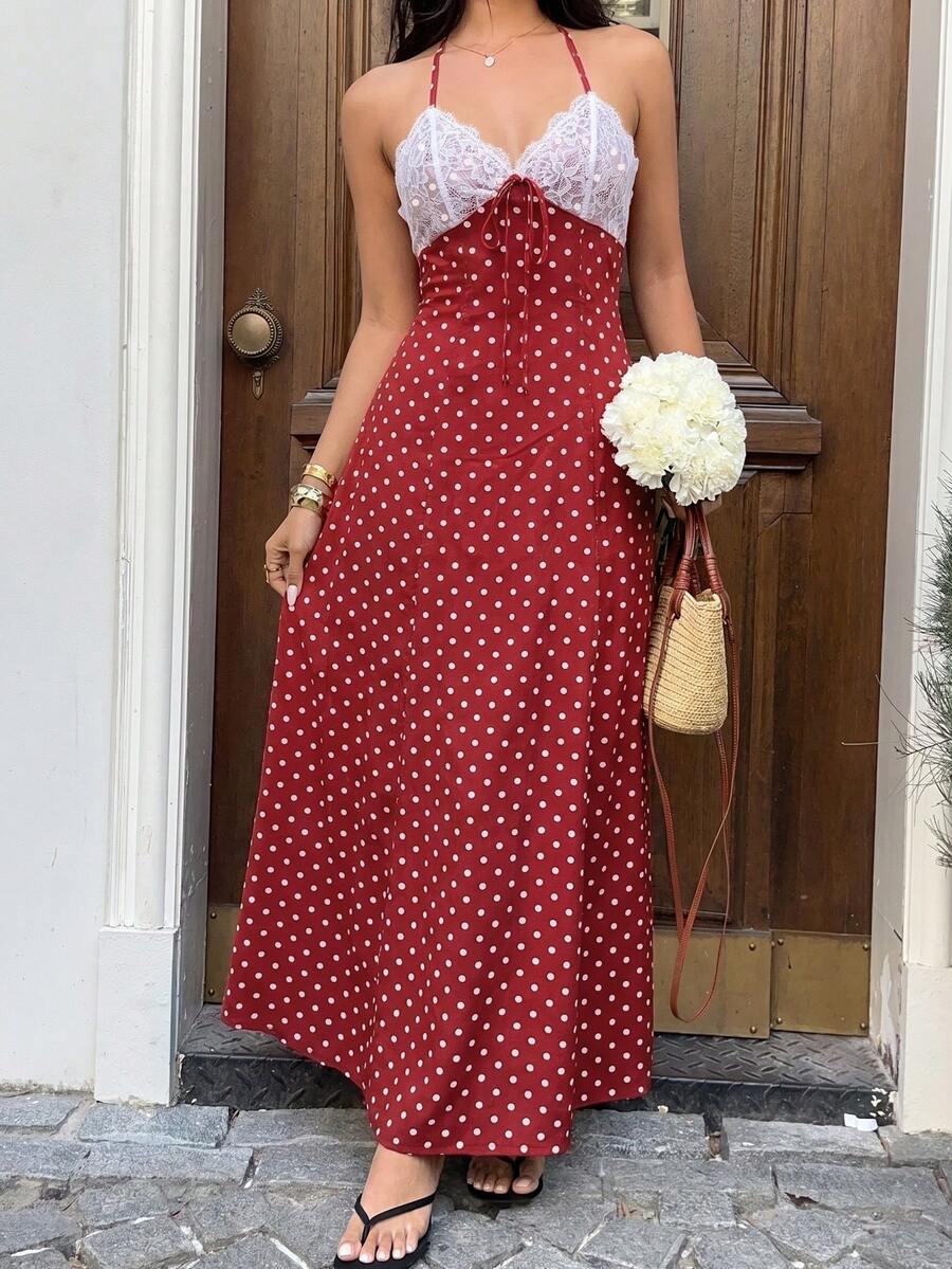 Capture effortless elegance with this blue plaid halter maxi dress, designed to blend classic charm with modern sophistication.