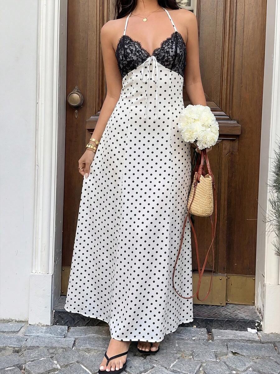 Capture effortless elegance with this blue plaid halter maxi dress, designed to blend classic charm with modern sophistication.