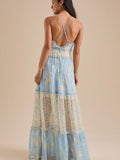 Lavender V-neck maxi dress with soft flowing drape