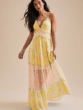 Pale blue tiered maxi dress with adjustable shoulder straps