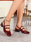 patent slingback Mary Jane pumps image 12 showing visible heel, strap, toe, color, and material details