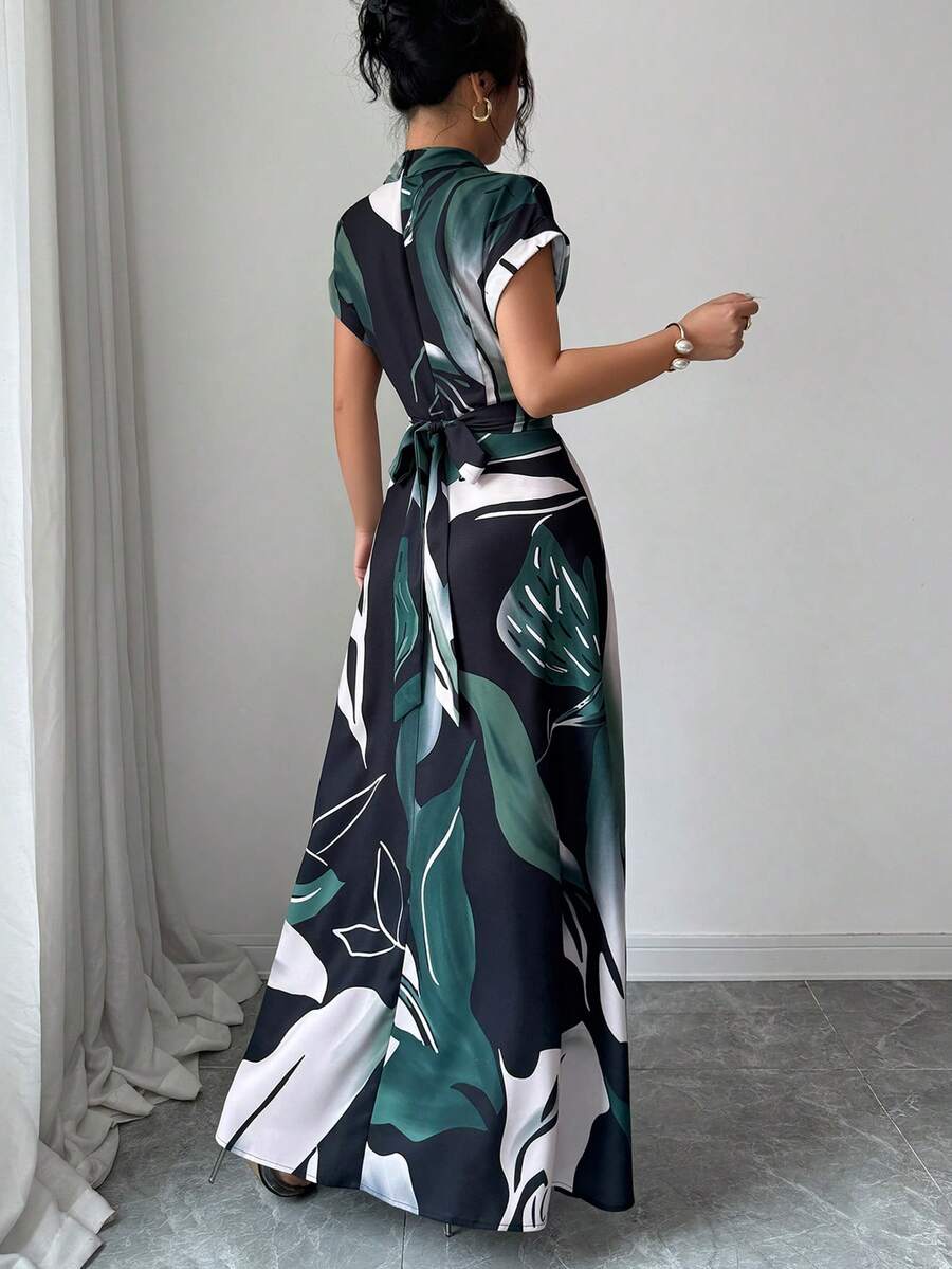 Leaf print maxi dress view 1