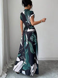Leaf print maxi dress view 2