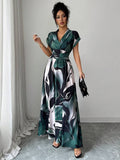 Leaf print maxi dress view 3