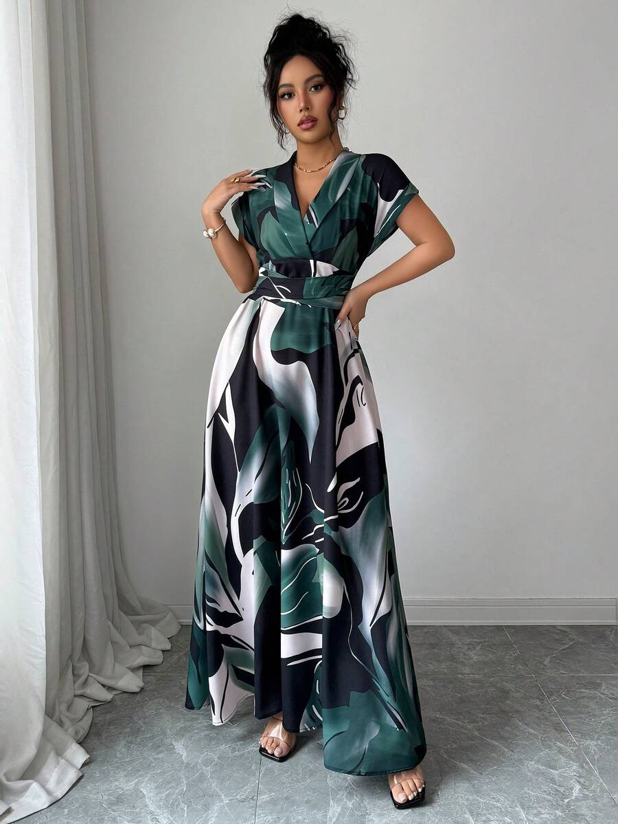 Leaf print maxi dress view 5