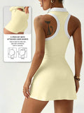 polo tennis golf mini dress with liner shorts, pocket, white collar, contrast side panels and racerback active fit image 8
