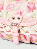 Back view of rusty rose floral shoulder bag with adjustable strap