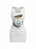 Alternative color view of fitted streetwear mini dress