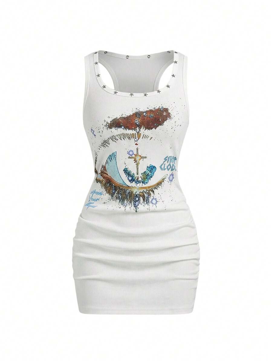 Alternative color view of fitted streetwear mini dress