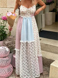 Floral maxi dress with corset-inspired bodice and high waist