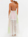 Colorful lace-detail maxi sundress for summer