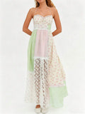Yellow boho maxi sundress with open back and halter ties
