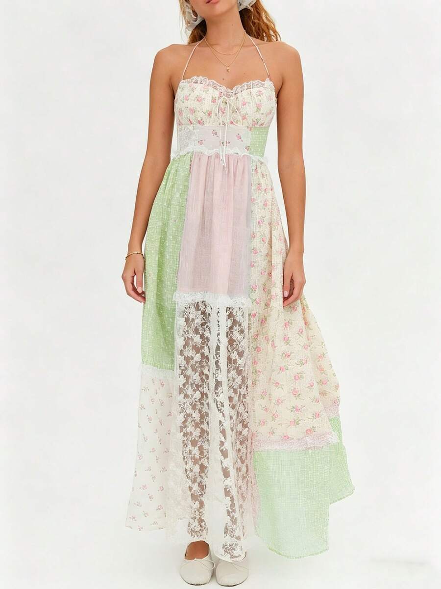 Yellow floral dress with softly open back