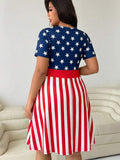 Plus size surplice V neck fit and flare summer dress variant image 2