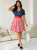 Plus size surplice V neck fit and flare summer dress variant image 3