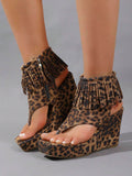 Front view of Stylish Women's Thick Sole Wedge Sandals: Comfort Meets Versatility for colorful wedge sandal styling