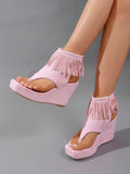 Color option view of Stylish Women's Thick Sole Wedge Sandals: Comfort Meets Versatility for colorful wedge sandal styling