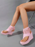Platform view of Stylish Women's Thick Sole Wedge Sandals: Comfort Meets Versatility for colorful wedge sandal styling