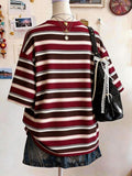 Front view of Chic Minimalist Striped Cotton T-Shirt for Women - Perfect Gift for Friends for women styling