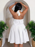 Back view of versatile plus-size yellow babydoll maxi dress for festivals, beach days & casual outings with maxi dress silhouette for summer casual wear