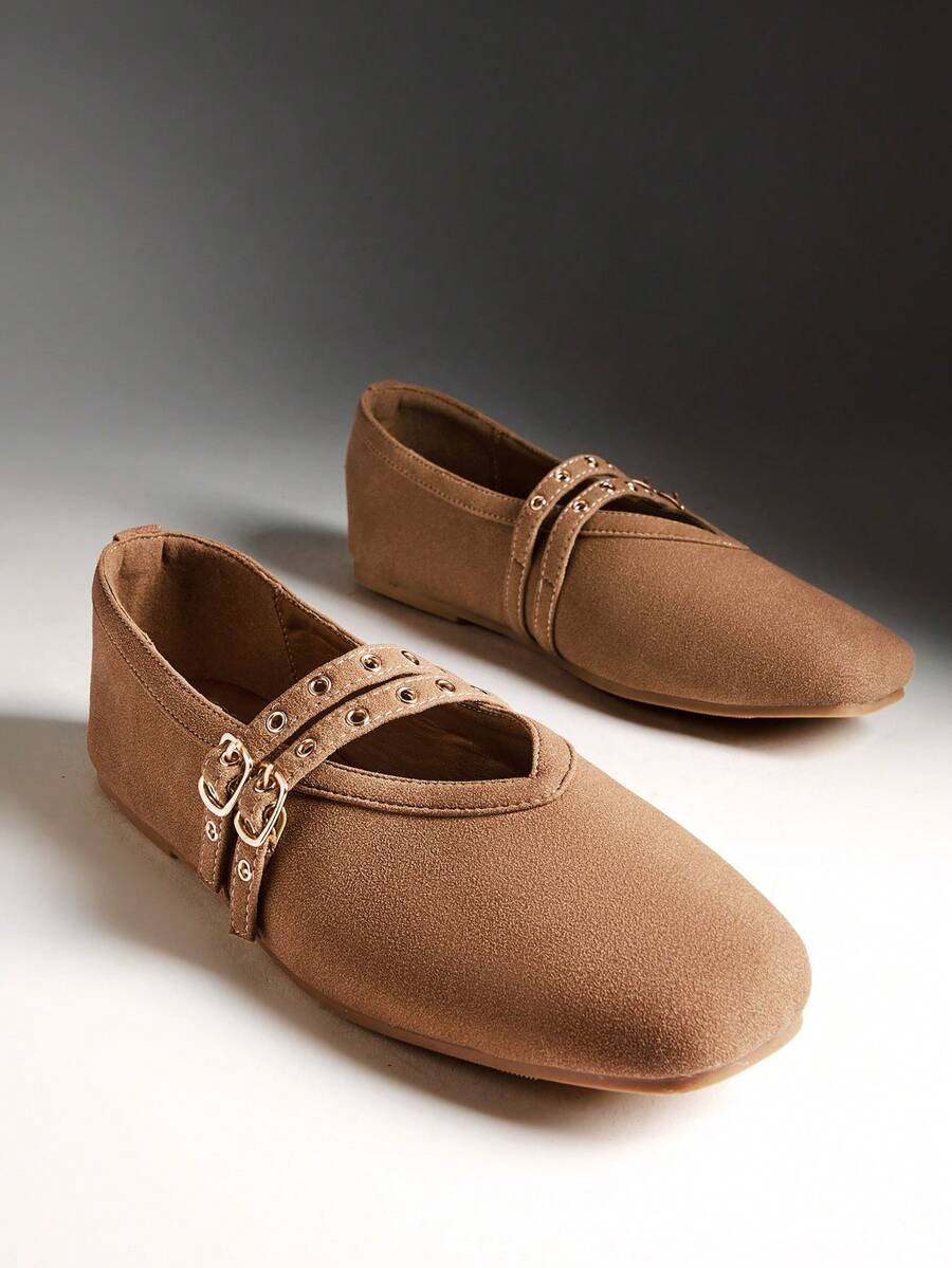 double buckle Mary Jane flats image 1 showing visible flat shoe design and product details