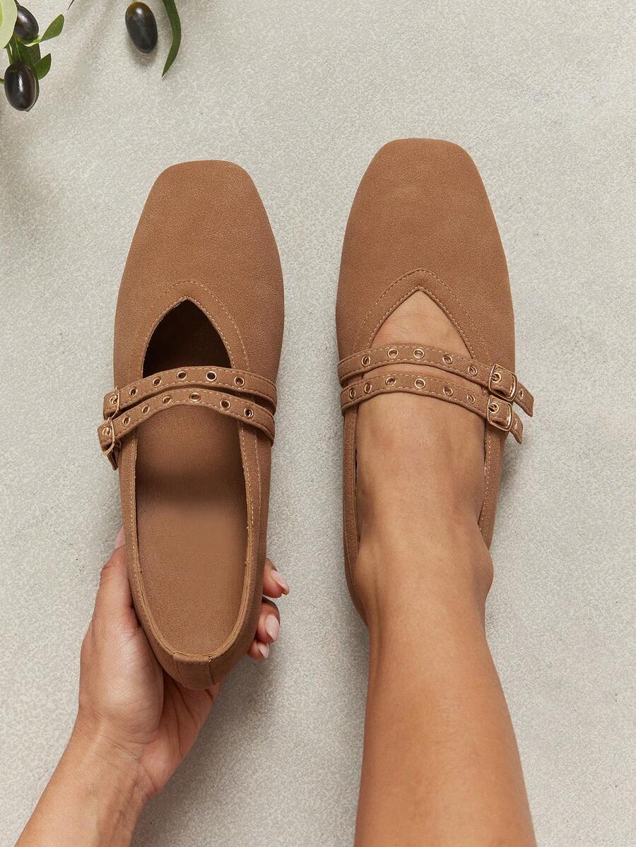 double buckle Mary Jane flats image 1 showing visible flat shoe design and product details