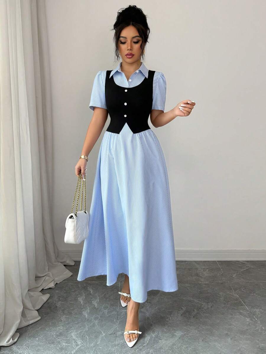 Striped midi dress view 3