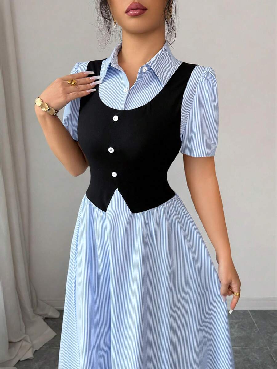 Striped midi dress view 4