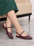 Back view of Women’s Pointed Toe Rivet Flat Loafers for Effortless Daily Style and Holiday Charm with burgundy pointed toe flat styling