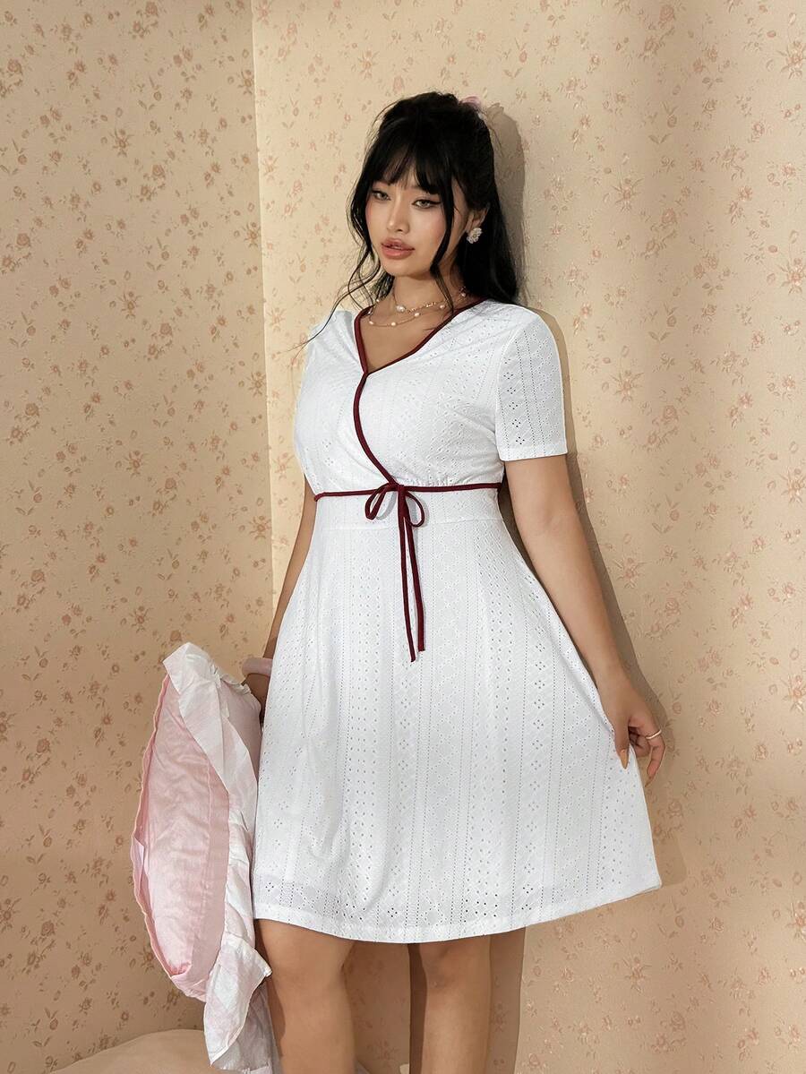 Plus size surplice V neck fit and flare summer dress variant image 25