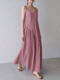 Red and white striped summer maxi dress back view