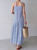 Striped cami maxi dress fabric and stripe direction detail