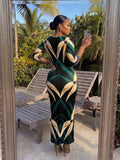 Neckline detail of Plus Size Women’s Striped Contrast Color Ruched Front Dress with Slit - Stylish and Chic